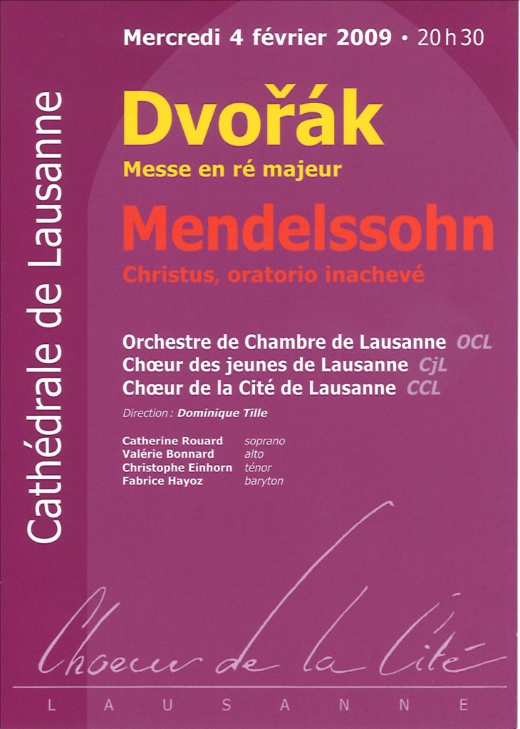 Dvorak messe en ré majeur - Mendelssohn Christus
