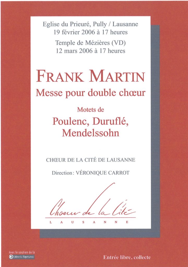 Messe pour double choeur de Frank Martin - Motets de Poulenc, Duruflé, Mendelssohn