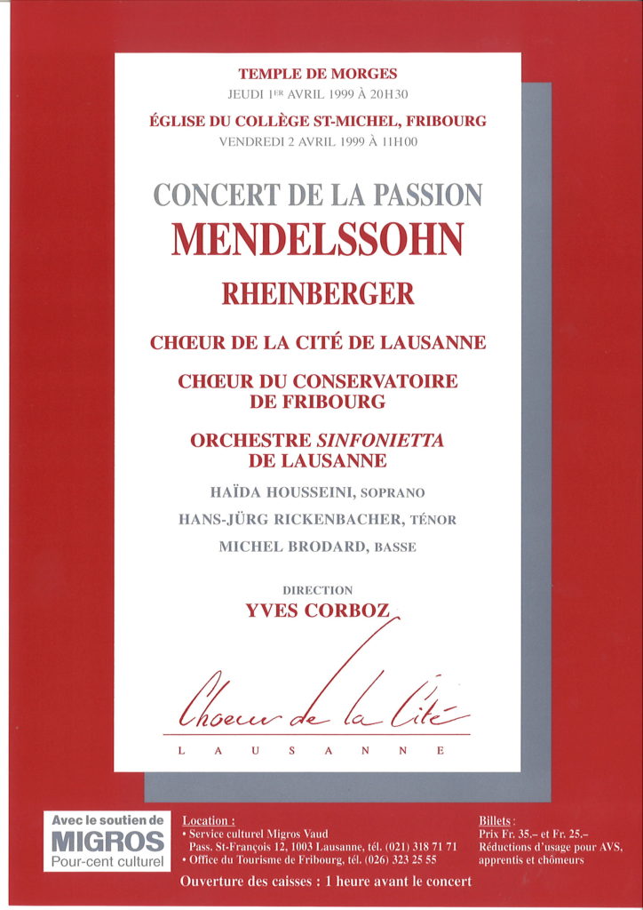 Concert de la Passion : Mendelssohn - Rheinberger