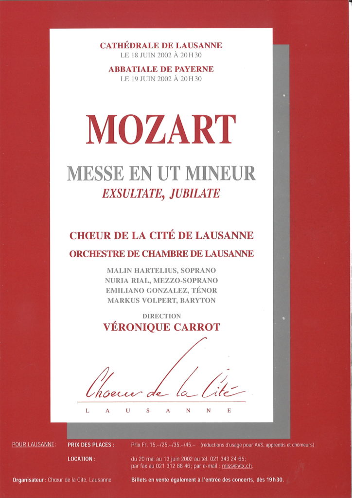Mozart messe en ut mineur Exsultate, Jubilate