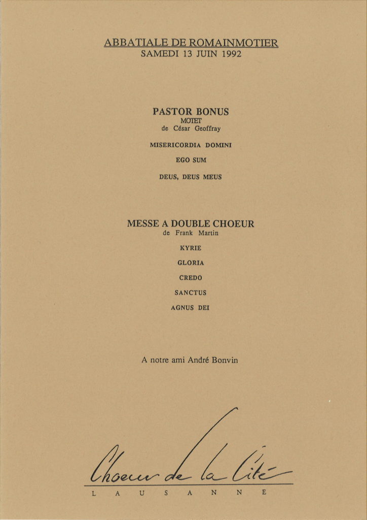 Geoffray: Pastor Bonus- Martin: Messe à Double Choeur (extraits)