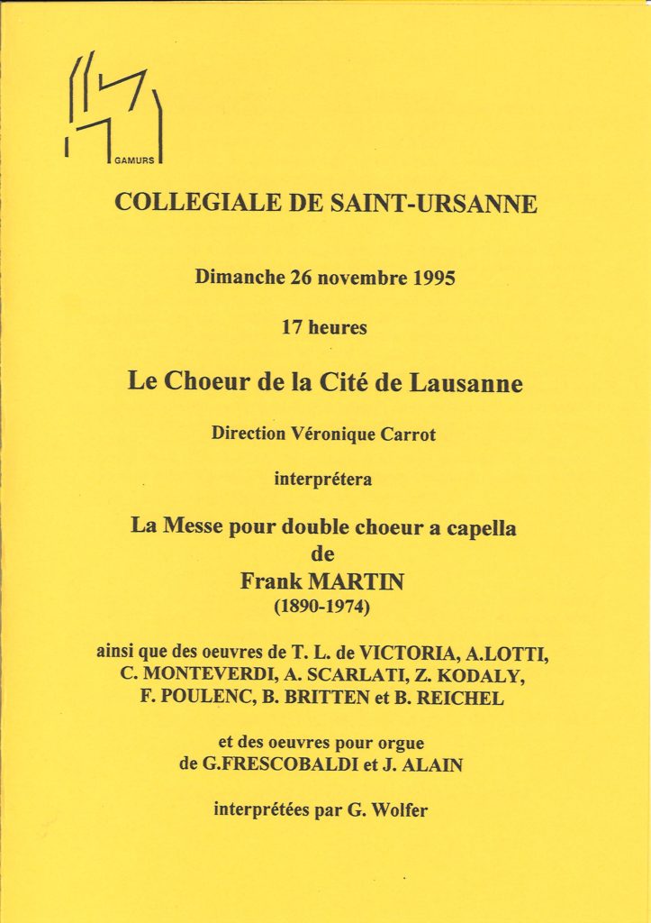 Frank Martin: Messe pour Double Choeur - Musique Sacrée a cappella du XVIe au XXe siècle - Saint-Ursanne