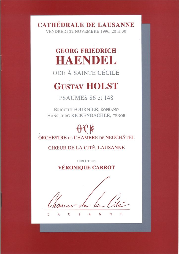 Haendel: Ode à Sainte Cécile - Holst: Psaumes 86 et 148 - Lausanne