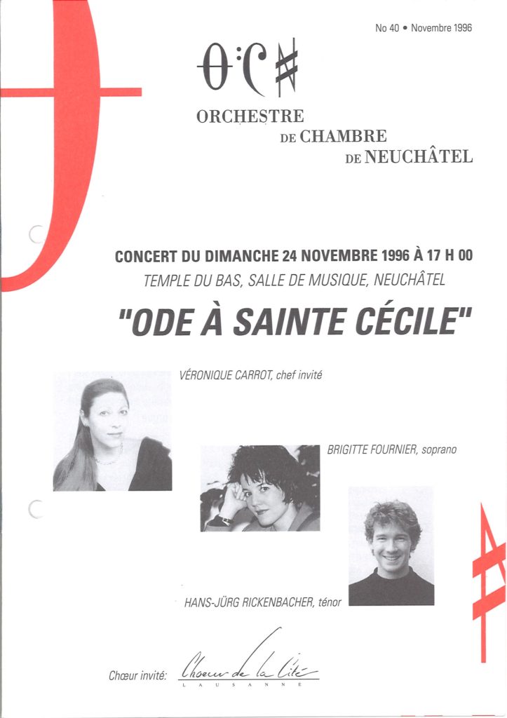 Haendel: Ode à Sainte Cécile - Holst: Psaumes 86 et 148 - Neuchâtel